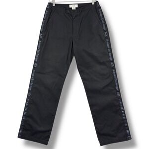 Vintage AX Armani Exchange Logo Side Stripe Black Snap Button Pants